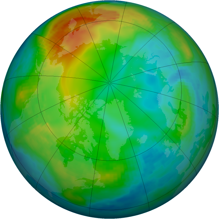 Arctic ozone map for 25 November 1981